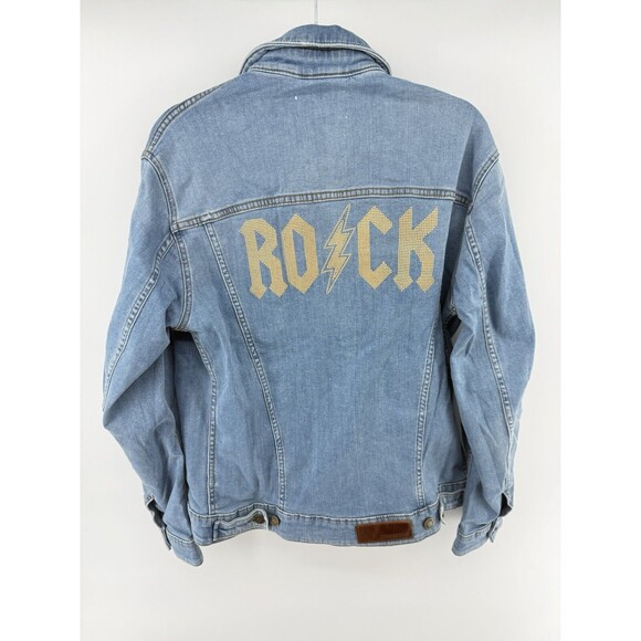 $448 Zadig & Voltaire Kase Flash Rock Strass Jacket M Embellished Jeans - Picture 1 of 7